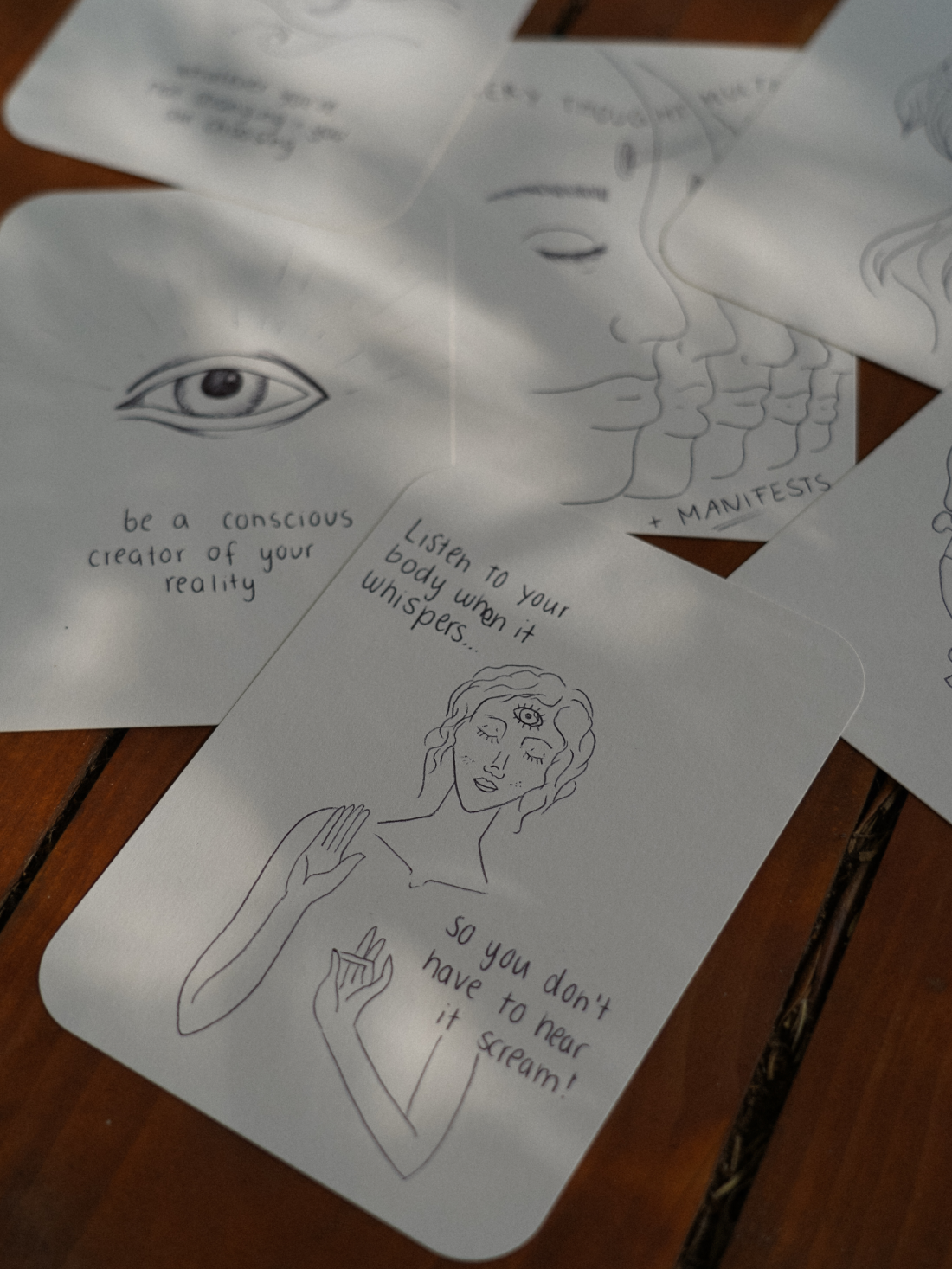 Inspirational cards with hand-drawn illustrations