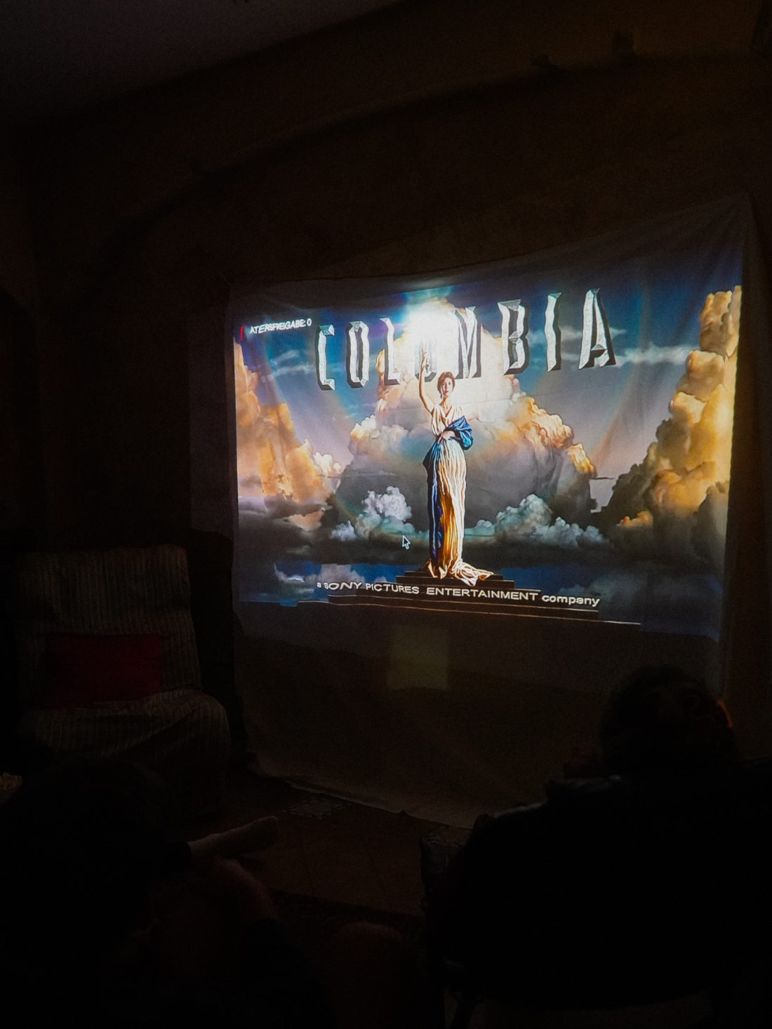 Movie projection in a dark room