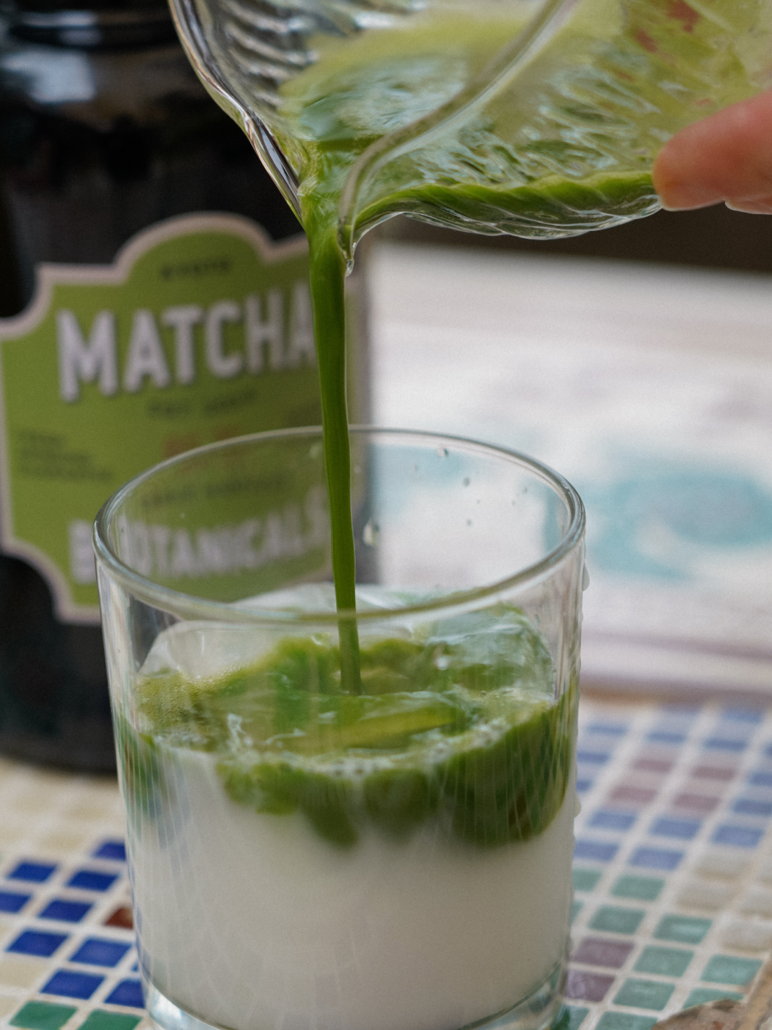 Matcha drink being prepared